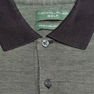 Nicklaus Golf Polo Shirt Mens XL Gray Herringbone Double Mercerized Cotton Short